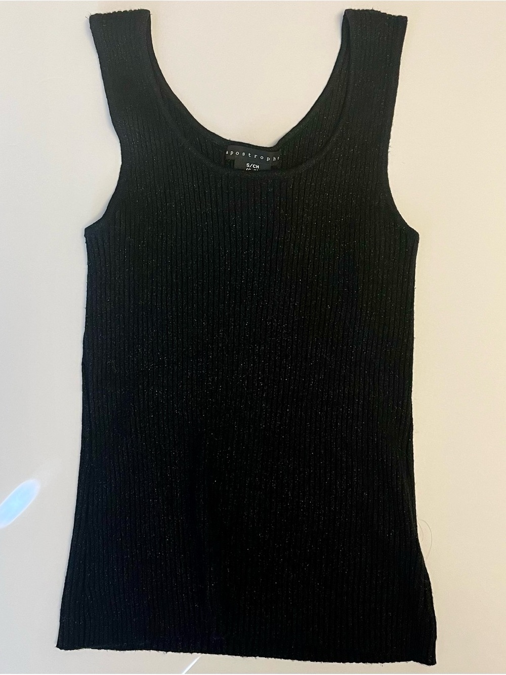 Vintage Womens Sweater Apostrophe Black Ribbed Tank Y2K S (6-8) Whimsigoth Boho
